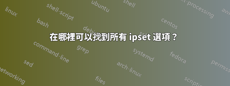 在哪裡可以找到所有 ipset 選項？