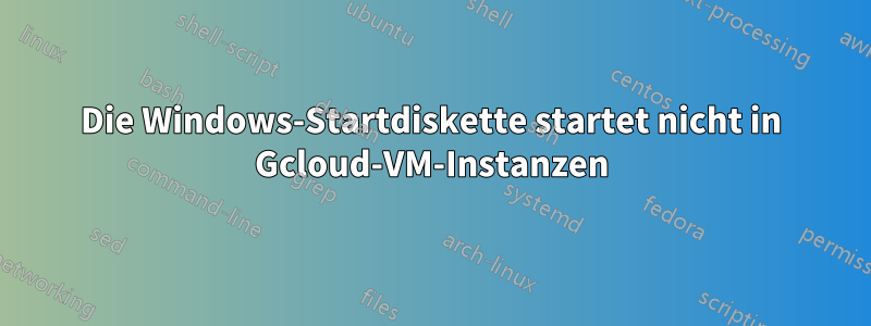 Die Windows-Startdiskette startet nicht in Gcloud-VM-Instanzen