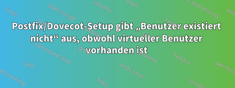 Postfix/Dovecot-Setup gibt „Benutzer existiert nicht“ aus, obwohl virtueller Benutzer vorhanden ist