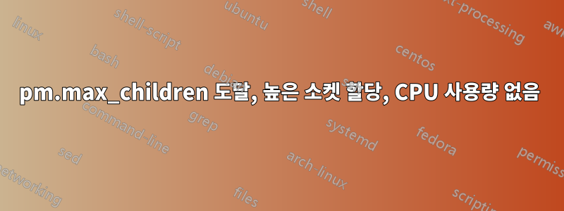 pm.max_children 도달, 높은 소켓 할당, CPU 사용량 없음