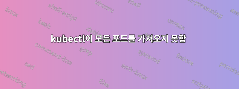 kubectl이 모든 포드를 가져오지 못함