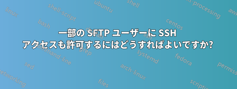 一部の SFTP ユーザーに SSH アクセスも許可するにはどうすればよいですか?