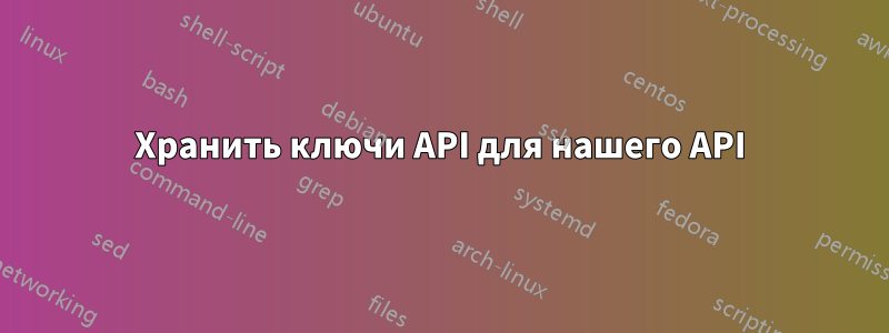 Хранить ключи API для нашего API