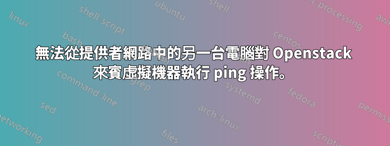 無法從提供者網路中的另一台電腦對 Openstack 來賓虛擬機器執行 ping 操作。