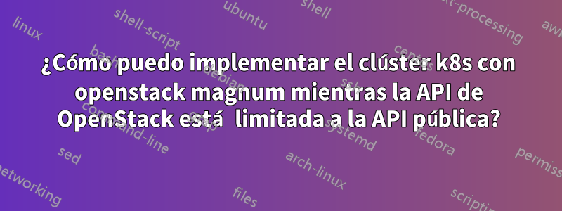 ¿Cómo puedo implementar el clúster k8s con openstack magnum mientras la API de OpenStack está limitada a la API pública?