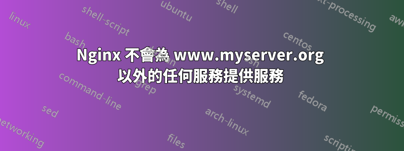 Nginx 不會為 www.myserver.org 以外的任何服務提供服務