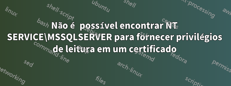 Não é possível encontrar NT SERVICE\MSSQLSERVER para fornecer privilégios de leitura em um certificado