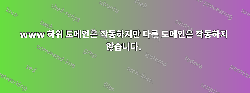 www 하위 도메인은 작동하지만 다른 도메인은 작동하지 않습니다.