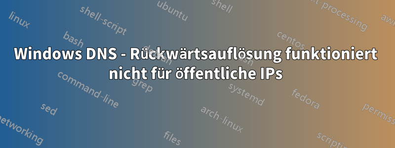 Windows DNS - Rückwärtsauflösung funktioniert nicht für öffentliche IPs