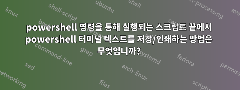 powershell 명령을 통해 실행되는 스크립트 끝에서 powershell 터미널 텍스트를 저장/인쇄하는 방법은 무엇입니까?