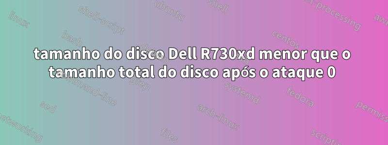 tamanho do disco Dell R730xd menor que o tamanho total do disco após o ataque 0