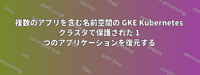 複数のアプリを含む名前空間の GKE Kubernetes クラスタで保護された 1 つのアプリケーションを復元する