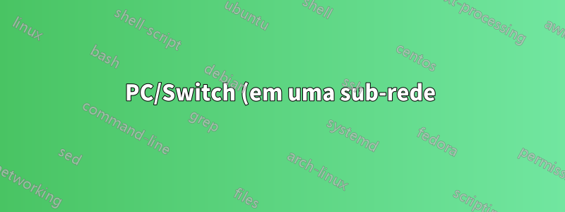 PC/Switch (em uma sub-rede) conecta-se ao Switch (em outra sub-rede), mas não ao PC conectado ao switch
