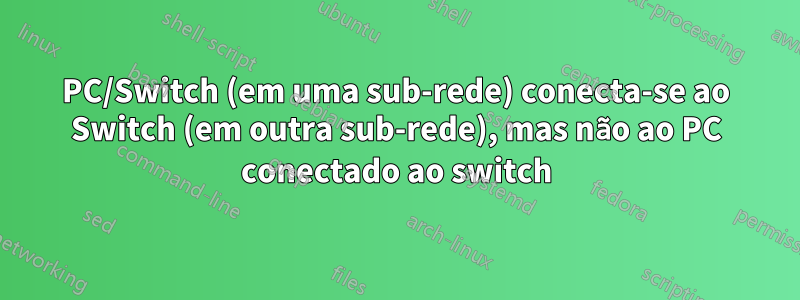 PC/Switch (em uma sub-rede) conecta-se ao Switch (em outra sub-rede), mas não ao PC conectado ao switch