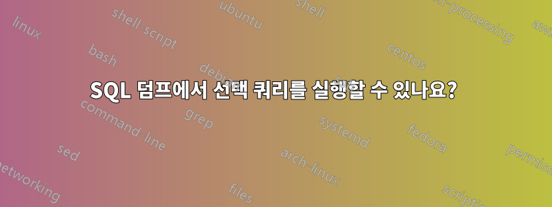 SQL 덤프에서 선택 쿼리를 실행할 수 있나요?