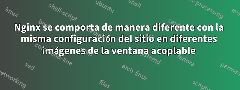 Nginx se comporta de manera diferente con la misma configuración del sitio en diferentes imágenes de la ventana acoplable