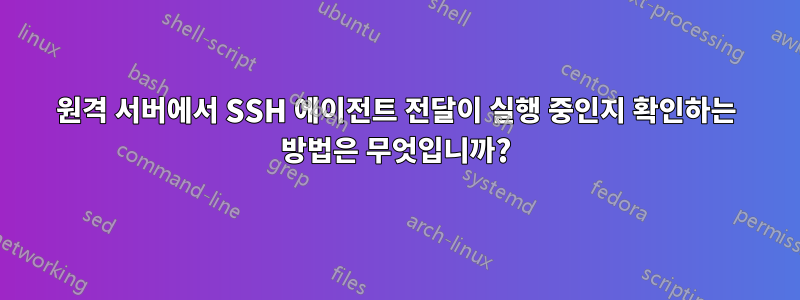 원격 서버에서 SSH 에이전트 전달이 실행 중인지 확인하는 방법은 무엇입니까?