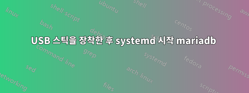 USB 스틱을 장착한 후 systemd 시작 mariadb