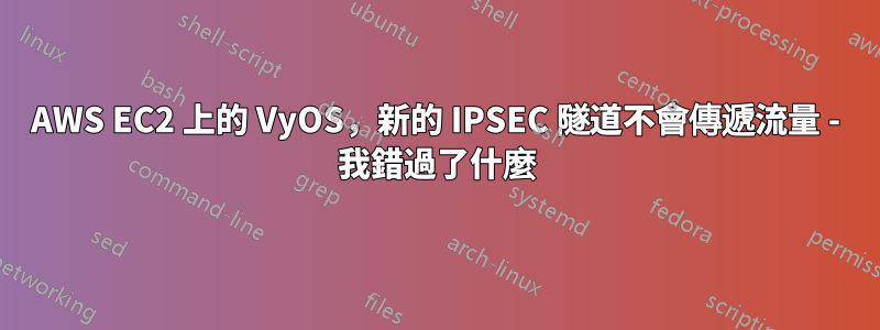 AWS EC2 上的 VyOS，新的 IPSEC 隧道不會傳遞流量 - 我錯過了什麼