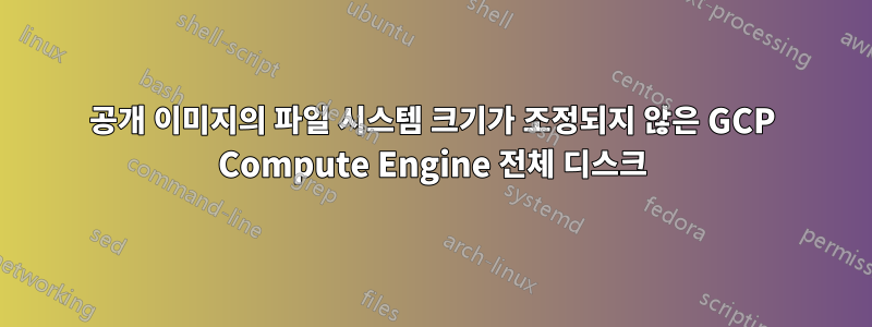 공개 이미지의 파일 시스템 크기가 조정되지 않은 GCP Compute Engine 전체 디스크