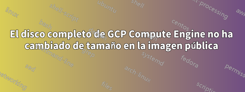 El disco completo de GCP Compute Engine no ha cambiado de tamaño en la imagen pública