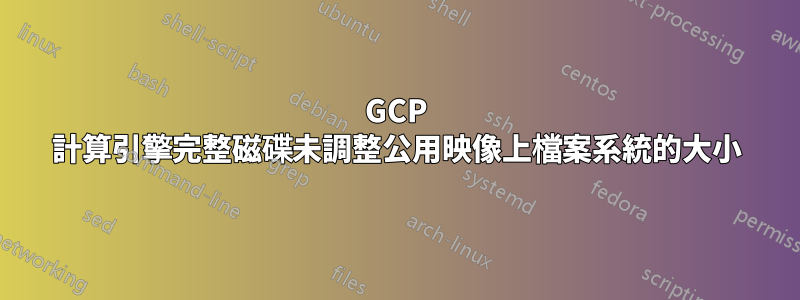 GCP 計算引擎完整磁碟未調整公用映像上檔案系統的大小