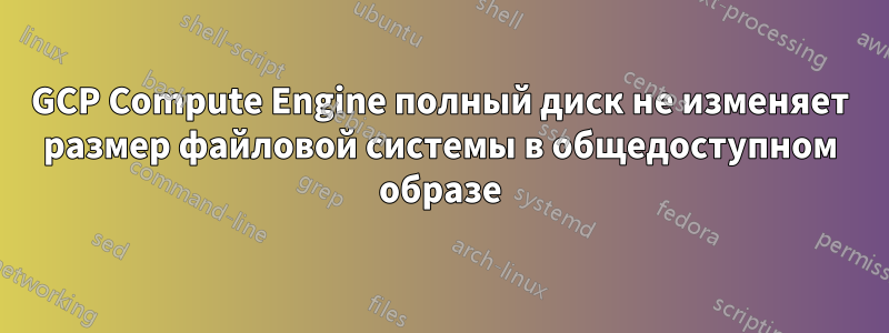 GCP Compute Engine полный диск не изменяет размер файловой системы в общедоступном образе