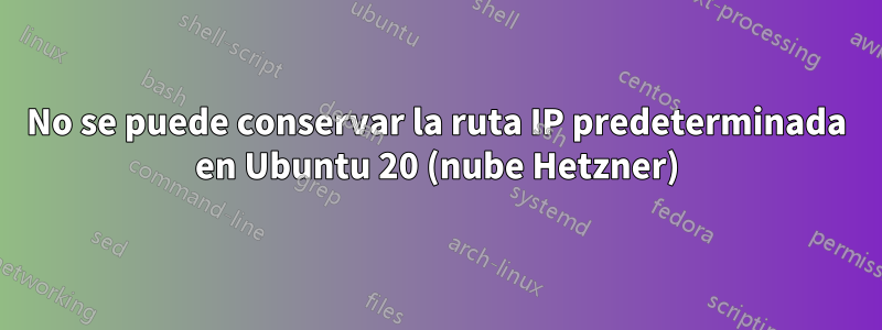 No se puede conservar la ruta IP predeterminada en Ubuntu 20 (nube Hetzner)