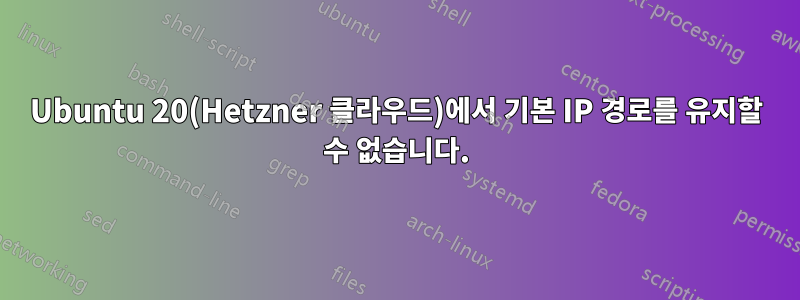 Ubuntu 20(Hetzner 클라우드)에서 기본 IP 경로를 유지할 수 없습니다.