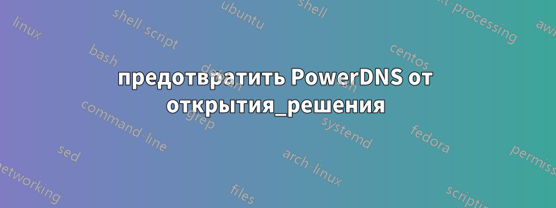 предотвратить PowerDNS от открытия_решения