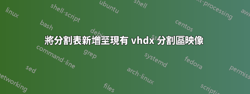 將分割表新增至現有 vhdx 分割區映像