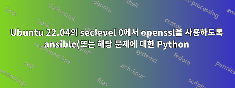 Ubuntu 22.04의 seclevel 0에서 openssl을 사용하도록 ansible(또는 해당 문제에 대한 Python)을 강제로 적용하려면 어떻게 해야 합니까?