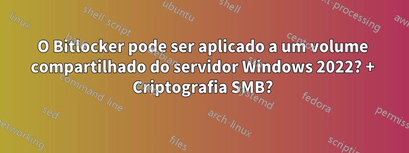 O Bitlocker pode ser aplicado a um volume compartilhado do servidor Windows 2022? + Criptografia SMB?