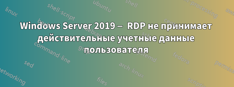 Windows Server 2019 — RDP не принимает действительные учетные данные пользователя