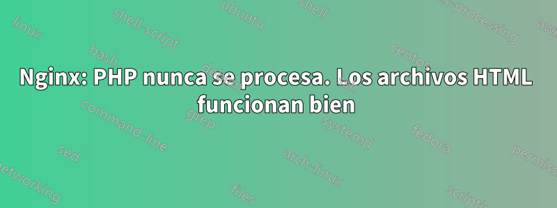 Nginx: PHP nunca se procesa. Los archivos HTML funcionan bien