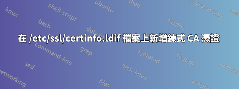 在 /etc/ssl/certinfo.ldif 檔案上新增鍊式 CA 憑證