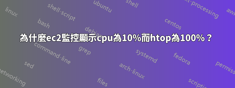 為什麼ec2監控顯示cpu為10%而htop為100%？