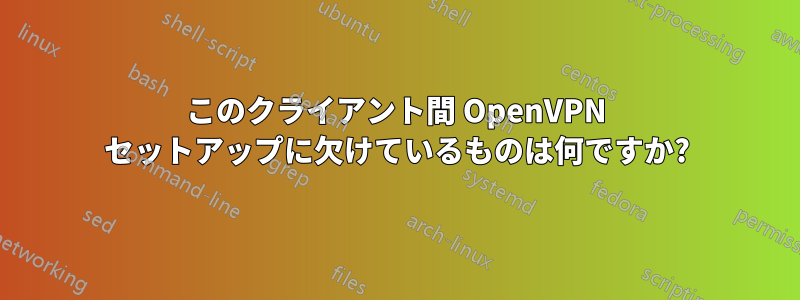 このクライアント間 OpenVPN セットアップに欠けているものは何ですか?