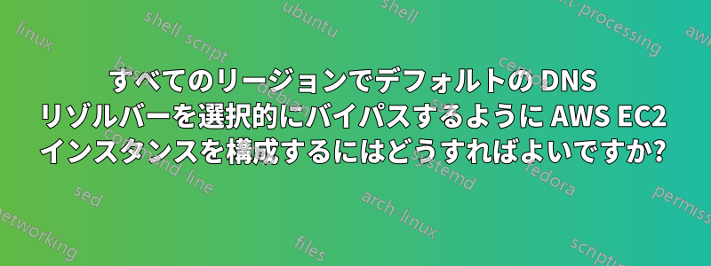 すべてのリージョンでデフォルトの DNS リゾルバーを選択的にバイパスするように AWS EC2 インスタンスを構成するにはどうすればよいですか?