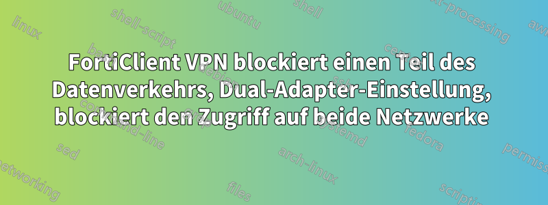 FortiClient VPN blockiert einen Teil des Datenverkehrs, Dual-Adapter-Einstellung, blockiert den Zugriff auf beide Netzwerke