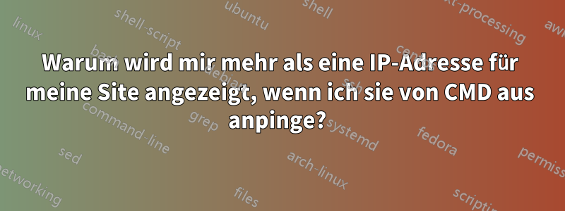 Warum wird mir mehr als eine IP-Adresse für meine Site angezeigt, wenn ich sie von CMD aus anpinge? 