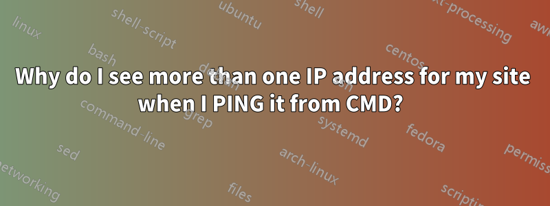 Why do I see more than one IP address for my site when I PING it from CMD? 