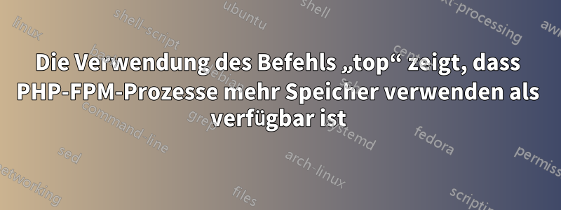 Die Verwendung des Befehls „top“ zeigt, dass PHP-FPM-Prozesse mehr Speicher verwenden als verfügbar ist