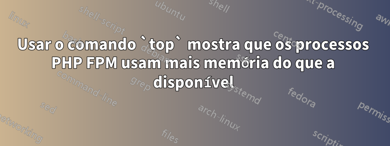 Usar o comando `top` mostra que os processos PHP FPM usam mais memória do que a disponível