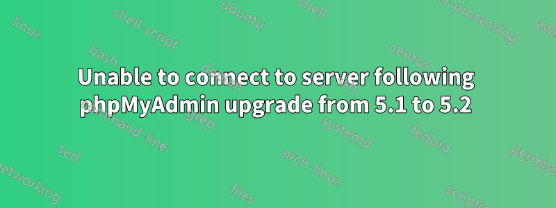 Unable to connect to server following phpMyAdmin upgrade from 5.1 to 5.2