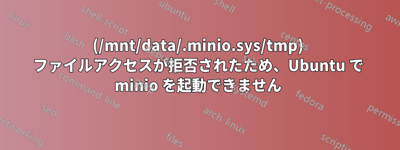 (/mnt/data/.minio.sys/tmp) ファイルアクセスが拒否されたため、Ubuntu で minio を起動できません