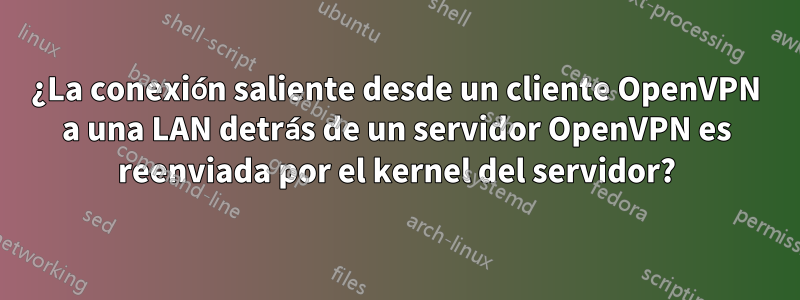 ¿La conexión saliente desde un cliente OpenVPN a una LAN detrás de un servidor OpenVPN es reenviada por el kernel del servidor?