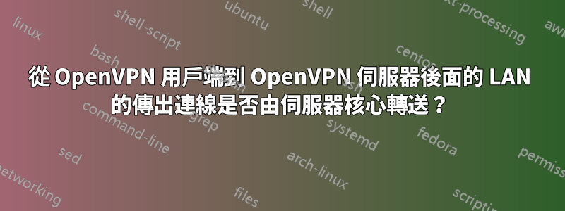 從 OpenVPN 用戶端到 OpenVPN 伺服器後面的 LAN 的傳出連線是否由伺服器核心轉送？