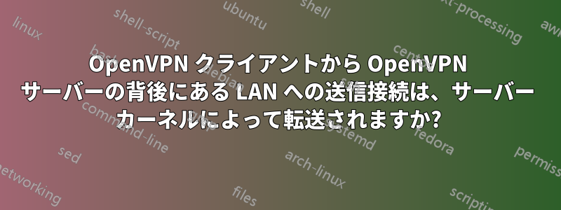 OpenVPN クライアントから OpenVPN サーバーの背後にある LAN への送信接続は、サーバー カーネルによって転送されますか?