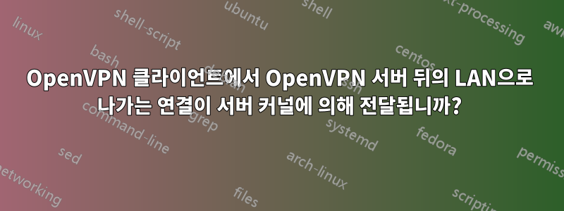 OpenVPN 클라이언트에서 OpenVPN 서버 뒤의 LAN으로 나가는 연결이 서버 커널에 의해 전달됩니까?